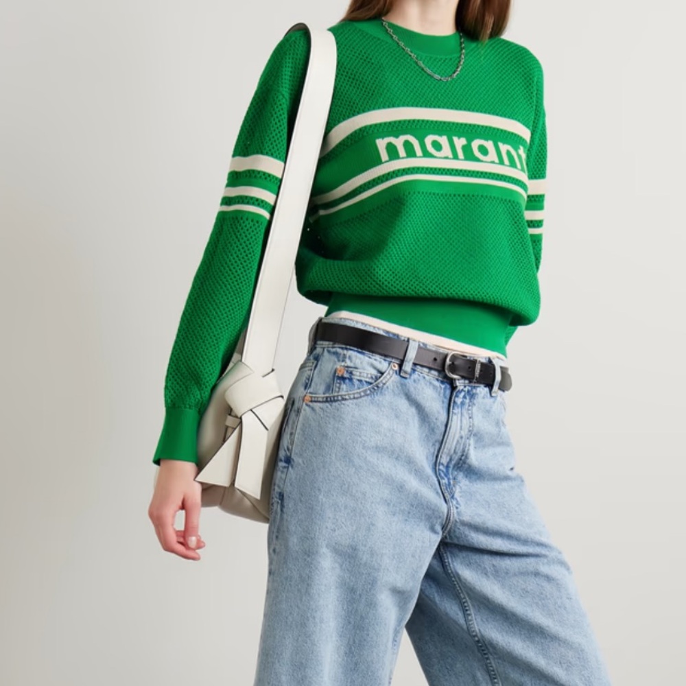 MARANT ÉTOILE Arwen striped intarsia open-knit sweater